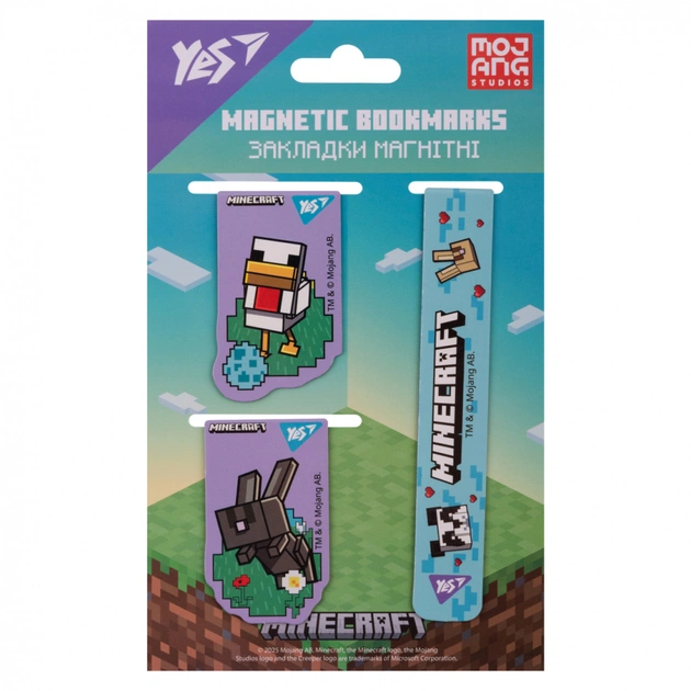 Закладки для книг Yes магнитные Minecraft Spring 3 шт (708344) - изображение 1