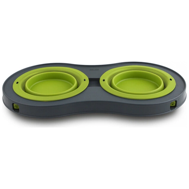 Посуд для собак Dexas Миска подвійна на складній підставці-велика 600 мл зелена (0084297306908) - picture 4