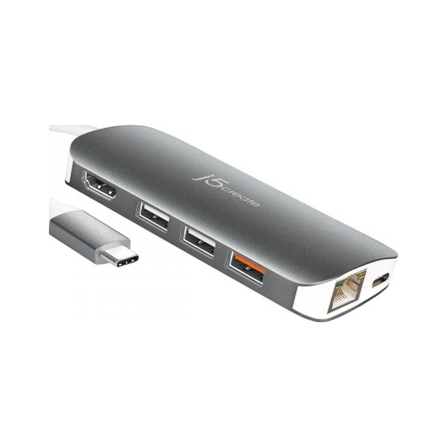 Порт-реплікатор J5create Dock-Station USB-C 9-in-1 (хаб/HDMI/PD/картридер) (JCD383-N) - зображення 1