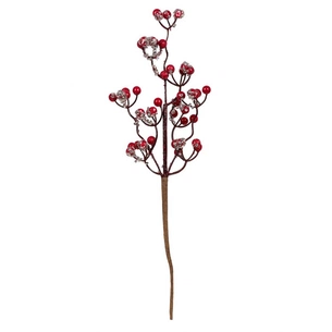 Декоративна гілка YES! Fun з червоними ягодами, 45 см, паєтки, срібло (973947) picture 1