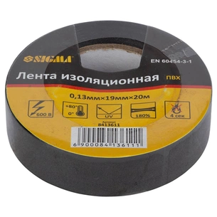 Ізоляційна стрічка Sigma ПВХ чорна 0.13мм*19мм*20м (8413611) изображение 1