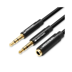 Кабель Vention 3.5 мм - 2х3.5 мм (M/F), 1 м, Black +OMTP-CTIA (BHDBF) зображення 1