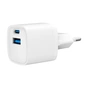 Зарядний пристрій Gembird 1xUSB-C PD20W + 1xUSB QC3.0 white (TA-UC-PDQC20-W-01) - зменшене зображення 1