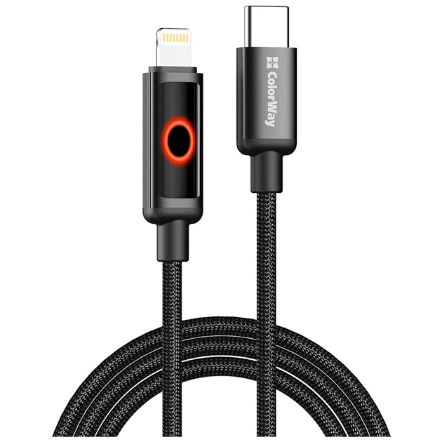 Дата кабель USB-C to Lightning 1.0m PD30W black ColorWay (CW-CBPDCL103-BK) - зображення 1