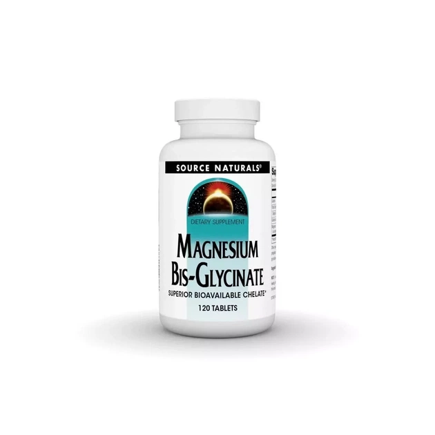 Минералы Source Naturals Магний Бисглицинат, Magnesium Bis-Glycinate, 120 таблеток (SNS-02132) - изображение 1