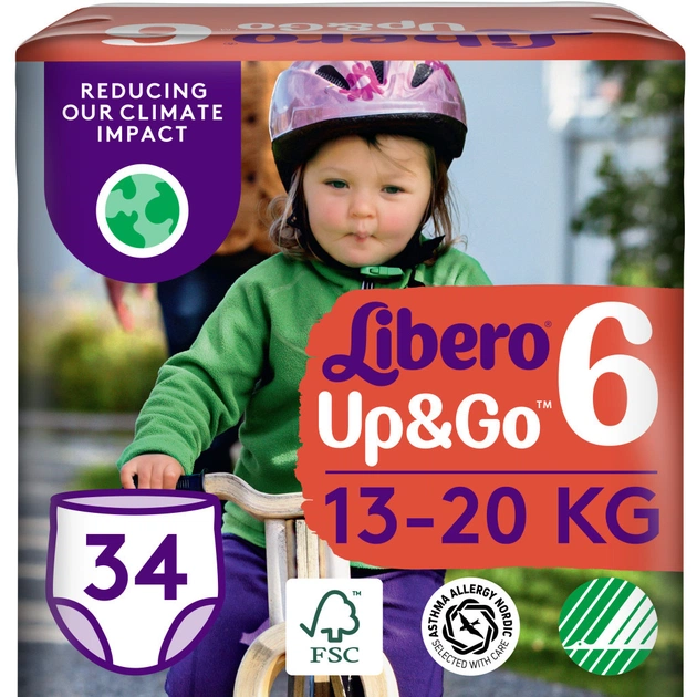 Підгузки Libero Up&Go Розмір 6 (13-20 кг) 34 шт (7322541742861) - изображение 1