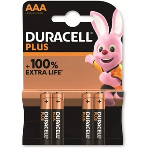 Батарейка Duracell PLUS AAA лужні 4 шт. в упаковці (5009421 / 5014213 / 5000394141117) зображення 1