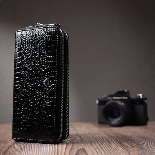 Кошелек ST Leather Из лакированной натуральной кожи Черный (22693) - изображение 10