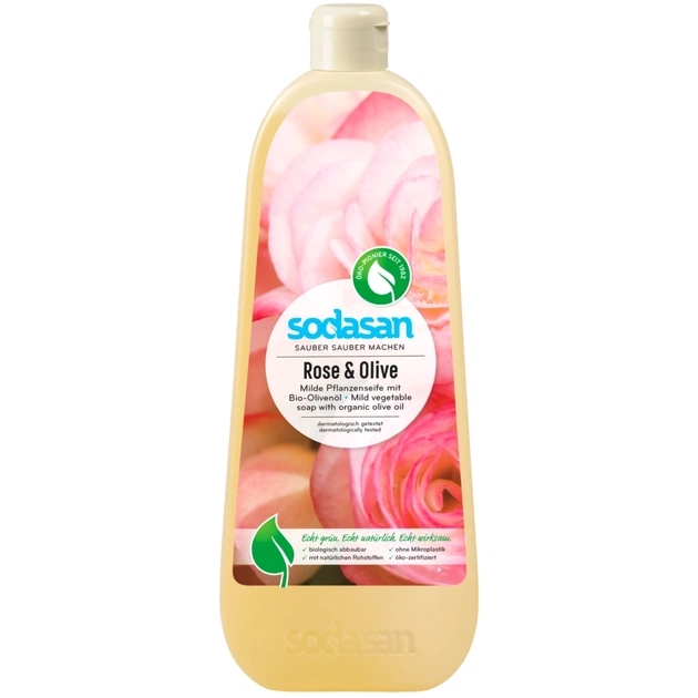 Жидкое мыло Sodasan органическое Rose-Olive тонизирующее 1 л (4019886076166) - изображение 1