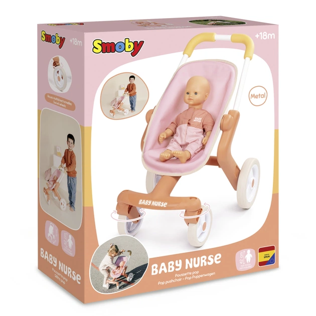 Коляска для ляльок Smoby Baby Nurse Теракотова пудра. Прогулянка, з поворотними колесами, 18 міс + (7600251224) - picture 2