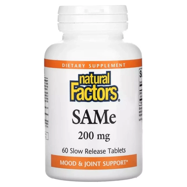 Витаминно-минеральный комплекс Natural Factors SAM-e (дисульфат тозилат) медленного высвобождения, 200 мг, (NFS-02708) - изображение 1