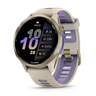 Смарт-годинник Garmin Forerunner 970 French Gray Soft Gold Titanium with French Gray/Translucent Indigo Silicone with Soft Gold Buckle (010-02969-62) зображення 1
