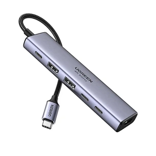 Концентратор Ugreen USB-C to HDMI + 2xUSB 3.2 + 2xUSB-C 3.2 + PD CM511 gray (35999) зображення 1