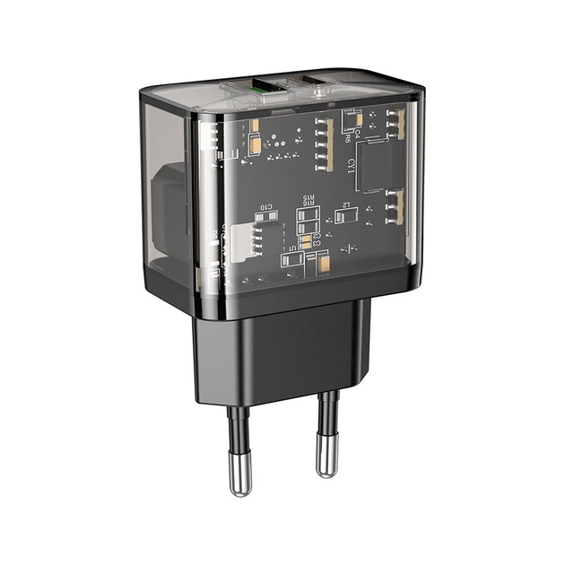 Зарядний пристрій HOCO N34 Dazzling dual-port Black (6931474799166) - изображение 1