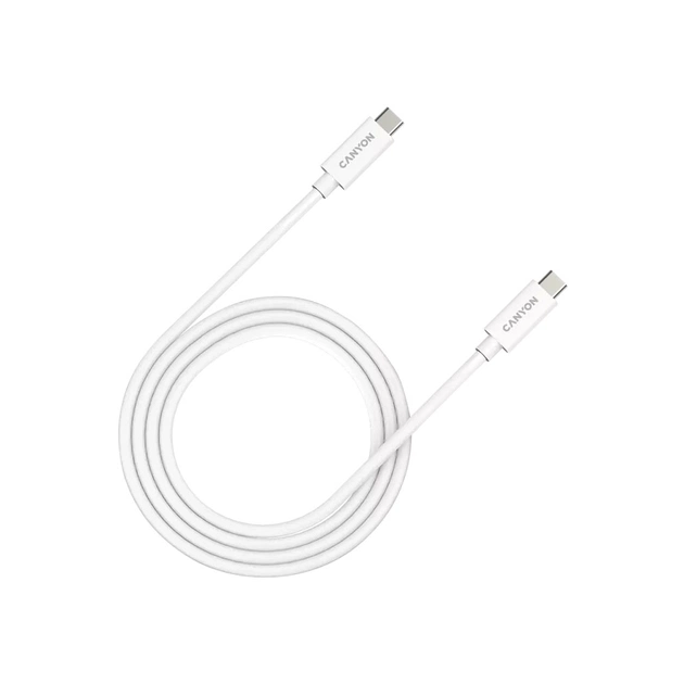 Дата кабель USB-C to USB-C 1.0m UC-44 5A 240W(ERP) E-MARK, white Canyon (CNS-USBC44W) - зображення 1