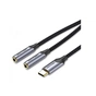 Кабель Vention Audio 2x3.5 mm F - USB Type-C M, 0.3 m, Black (BGPHY) - зменшене зображення 1