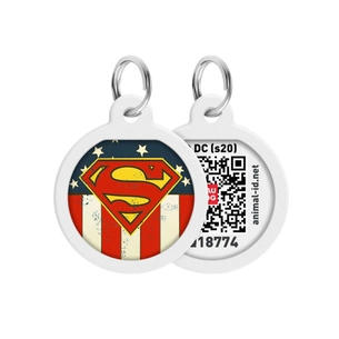 Адресник для тварин WAUDOG Smart ID з QR паспортом "Супермен Америка" коло 25 мм (0625-1010uk) изображение 1