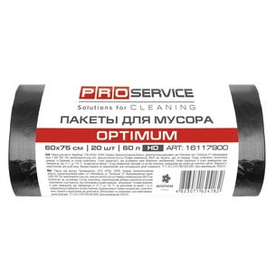 Пакети для сміття PRO service Optimum HD Чорні 60 л 20 шт. (4823071624182) зображення 1