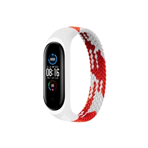 Ремінець до фітнес браслета BeCover Elastic Nylon Style для Xiaomi Mi Smart Band 5/6 (Size L) Red-White (706159) зображення 1