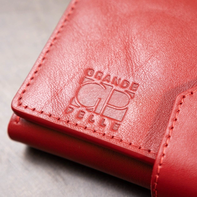 Гаманець Grande Pelle У три складання Червоний (11564) - зображення 12
