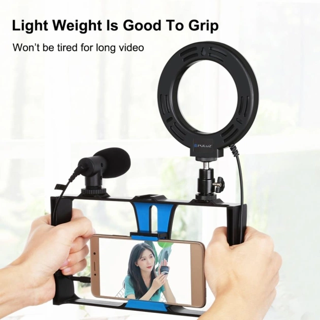Набір блогера Puluz 4in1 (ring light, mount, phone holder, microphone) (PKT3025L) - picture 4