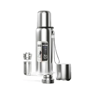 Термос Merlion з ситечком та чашкою 1,5 л, сталевий (ZK-127-1500Grey) изображение 1