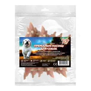 Ласощі для собак Lucky Star Куряче в'ялене м'ясо з кальцієвою кісткою та сиром 500 г (4820112458218) зображення 1