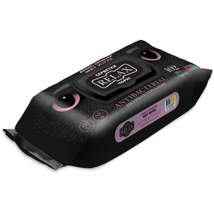 Влажные салфетки Relax Tissue Black Антибактериальные 102 шт. (4820237500984) изображение 1