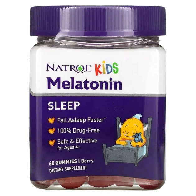 Амінокислота Natrol Мелатонін для дітей віком від 4 років, 1 мг, смак ягід, Melatonin, Ages 4+, (NTL-07692) - зображення 1