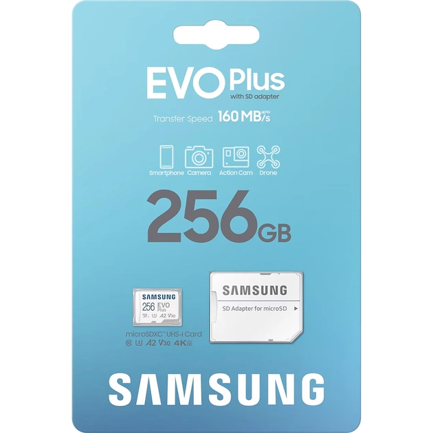 Карта пам'яті Samsung 256GB microSD class 10 UHS-I U3 V30 A2 EVO Plus (MB-MC256SA/EU) - picture 8