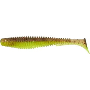 Силікон рибальський FishUP U-Shad 4" 203 - Green Pumpkin/Flo Chartreuse (8шт/уп) (1864.11.20) зображення 1