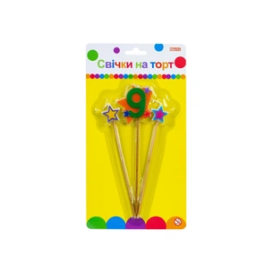 Свічка Maxi Stars "9" висотою 4,5 см, 3 шт. (MX620080-9) зображення 1