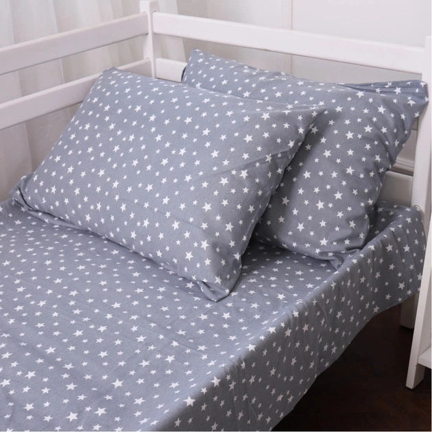 Постельное белье MirSon 012 Grey Stars Фланель 200х220 Евро (2200009653131) - изображение 9