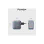 Зарядное устройство Vention 1xUSB-C PD70W + 1xUSB QC3.0 22.5W GaN + cable USB-C to USB-C 1.0m 5A gray (TZ-FCGH0-EU) - уменьшенное изображение 8