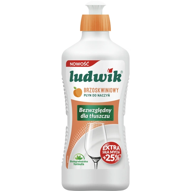Средство для ручного мытья посуды Ludwik Персик 450 г (5900498028249) - изображение 1