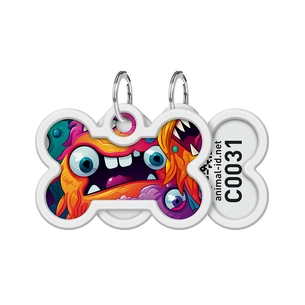 Адресник для тварин WAUDOG Smart ID з QR паспортом "Зубасті монстри", кістка 40х28 мм (231-4048) зображення 1