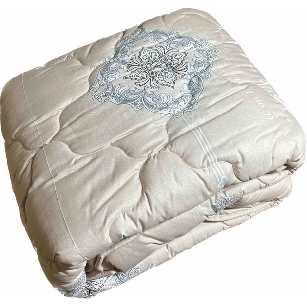 Ковдра ШЕМ зимова вовна Royal satin беж принт односпальна 145х210 (145 ВОВНЯНА Royal satin_беж принт) - зображення 1