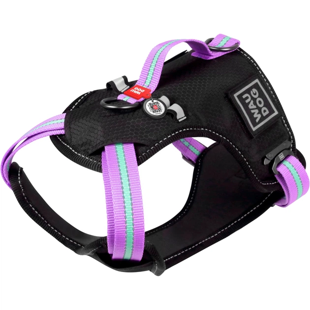 Шлей для собак WAUDOG Nylon безопасна с QR паспортом XL фиолетовая (52519) - изображение 1