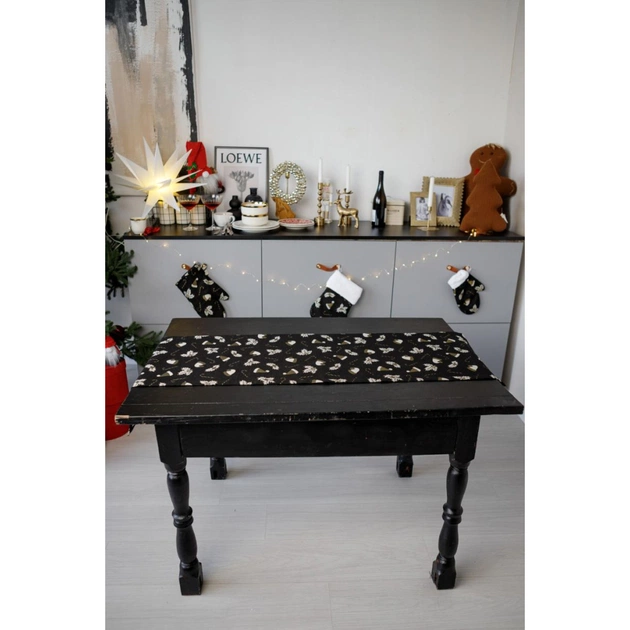 Доріжка на стіл Прованс Шапочки на чорному 40х180 см (036446) - picture 4