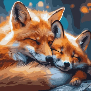 Картина по номерам Santi Лисиця з лисеням 40*40 см (954849) зображення 1