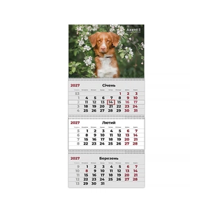 Календарь Axent настенный квартальный 2027 год 3 пр. Dogs 2 (8803-27-11-A) изображение 1