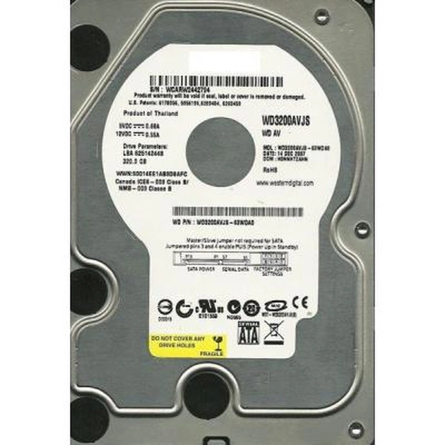 Жорсткий диск 3.5" 320Gb WD (# WD3200AVJS #) - зображення 1