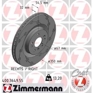 Гальмівний диск ZIMMERMANN 400.3649.55 зображення 1