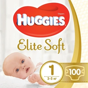 Підгузки Huggies Elite Soft 1 Mega (3-5 кг) 100 шт (50х2) (5029054568705) зображення 1