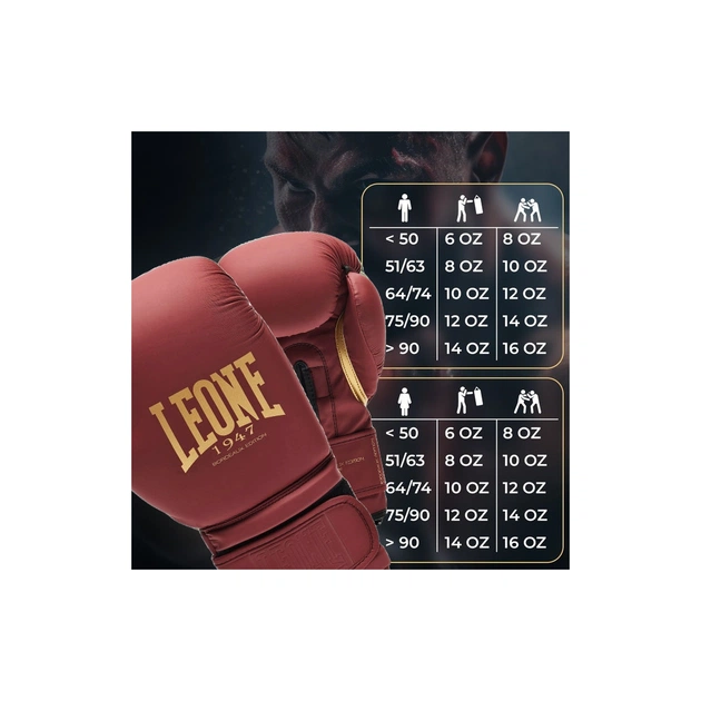 Боксерські рукавички Leone GN059X Bordeaux ED 10 унцій (GN059X_BORDEAUX_10oz) - зображення 10