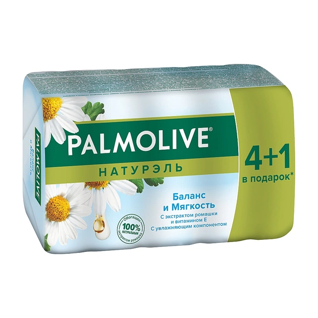 Тверде мило Palmolive Натурель Баланс і м'якість з екстрактом ромашки і вітаміном Е 5 x 70 г (8693495047616) - зображення 1