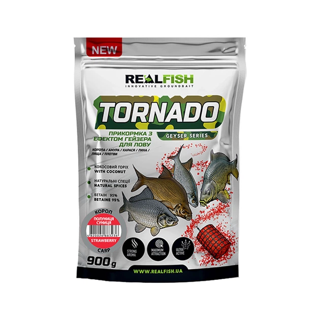 Прикормка Real Fish Торнадо Короп (Полуниця-Суниця) 0.9kg (809.00.44) - picture 1