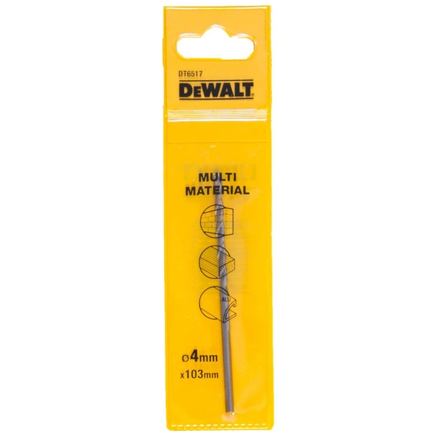Сверло DeWALT универсальное D=4 мм,L=103 мм,WL=73 мм, 1 шт (DT6517) - изображение 1