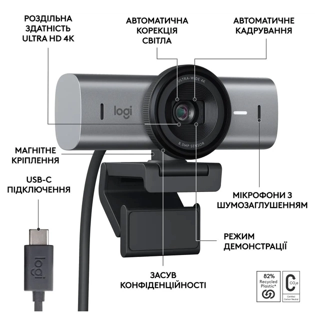 Веб-камера Logitech MX Brio 4K Graphite (960-001559) - picture 6