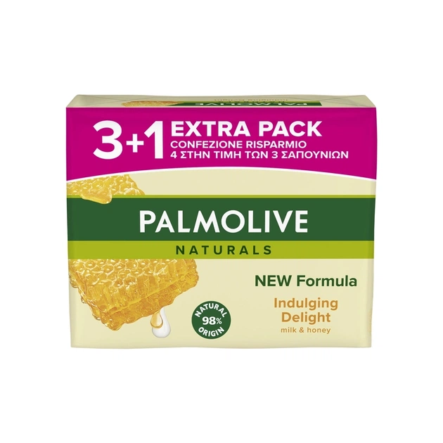 Тверде мило Palmolive Naturals Молочко і мед 4 х 90 г (8718951597648) - зображення 1